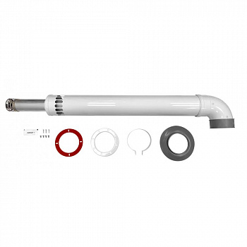 Коаксиальный дымоход Baxi, комплект подключения - отвод 90° и труба с наконечником в антиоблединител